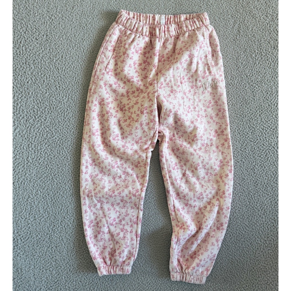 Gap x LoveShackFancy Pink Floral Fleece Jogger Sweatpants sz S Coquette Ballet - Picture 2 of 8